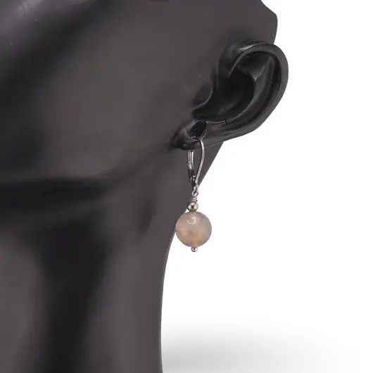 Cercei cu agatatoare Agat natural sfera 10mm, imagine 2