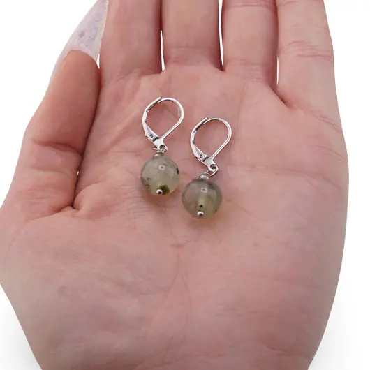 Cercei cu agatatoare Prehnit sfera 10mm, imagine 3