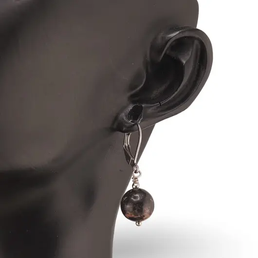 Cercei cu agatatoare Rodonit sfera 10mm, imagine 2