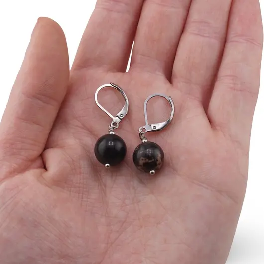 Cercei cu agatatoare Rodonit sfera 10mm, imagine 3