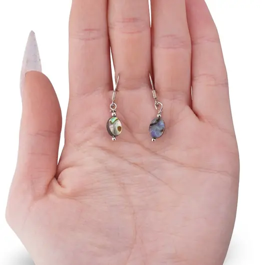 Cercei cu agatatoare Scoica abalone oval 8mm, imagine 3