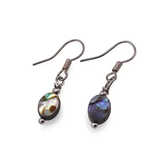 Cercei cu agatatoare Scoica abalone oval 8mm