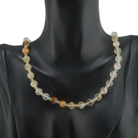 Colier Citrin sfere fatetate 7mm si discuri fatetate 4mm, imagine 2
