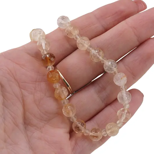 Colier Citrin sfere fatetate 7mm si discuri fatetate 4mm, imagine 3