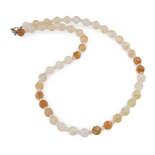 Colier Citrin sfere fatetate 7mm si discuri fatetate 4mm