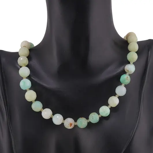 Colier Crisopraz sfere fatetate 9-10mm si discuri fatetate 4mm, imagine 3