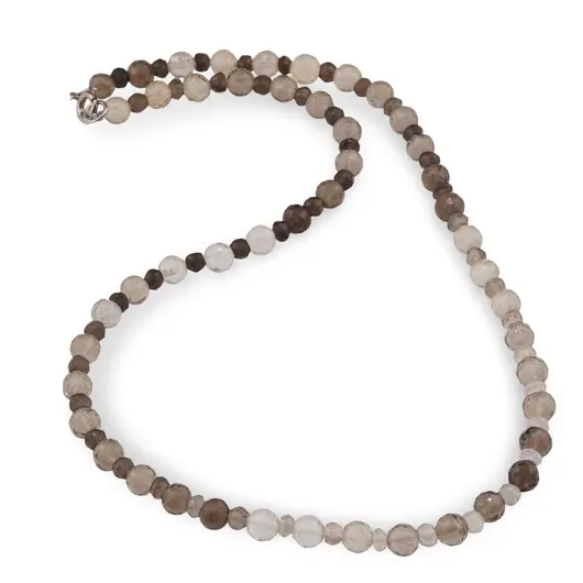 Colier Cuart fumuriu sfere fatetate 6mm si discuri fatetate 4mm