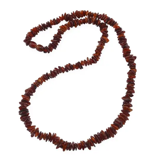 Colier din Chihlimbar chips, maro - 55cm