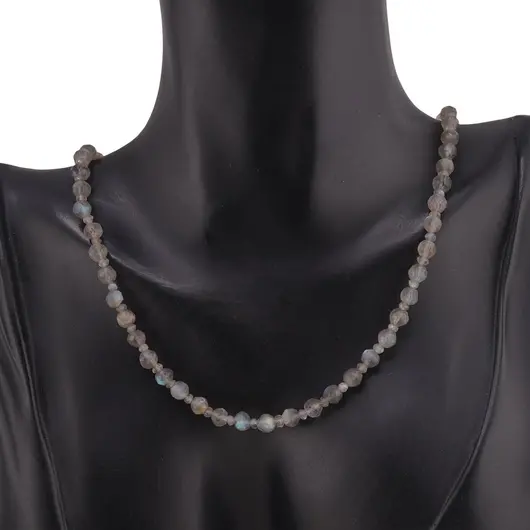 Colier Labradorit sfere fatetate 5mm si discuri fatetate 3mm, imagine 2