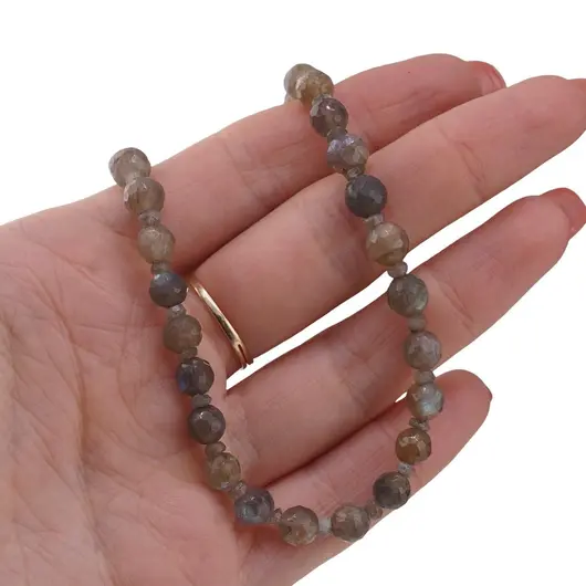 Colier Labradorit sfere fatetate 6mm si discuri fatetate 3mm, imagine 3