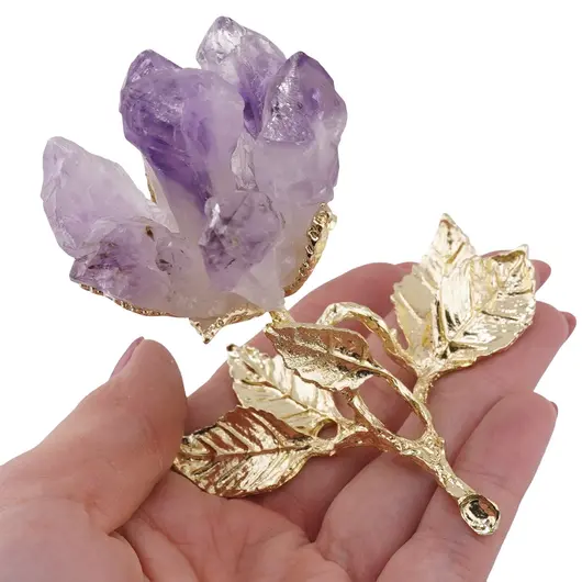 Decoratiune floare aurie cu petale Ametist - 8cm, imagine 3