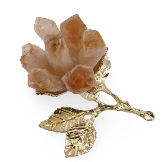 Decoratiune floare aurie cu petale Citrin - 8cm, imagine 2