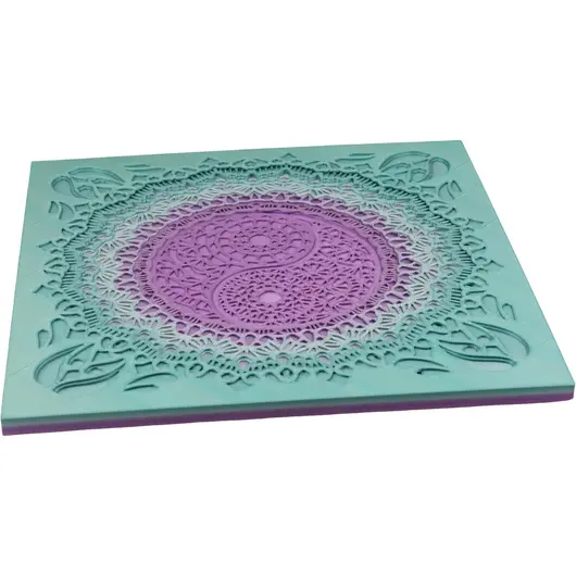 Decoratiune patrata layered cu simbolul Yin Yang, multicolor - 21cm, imagine 2