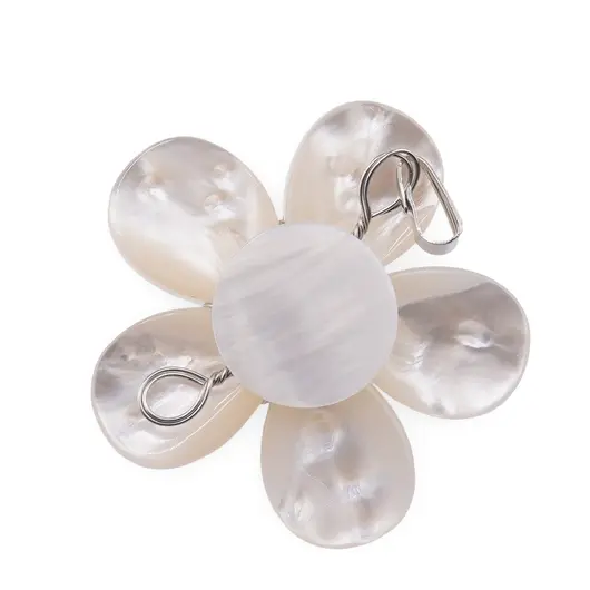 Pandantiv floare Sidef alb si Perle de cultura - 35mm, imagine 2