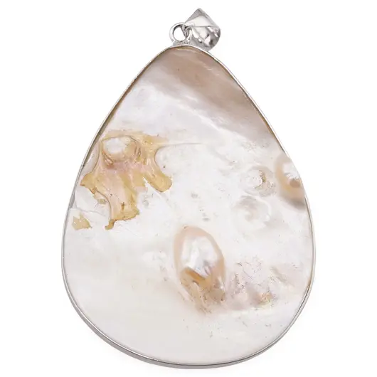 Pandantiv Scoica naturala cu perle, 45-60mm, imagine 4