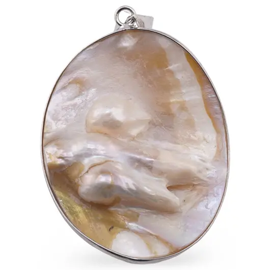 Pandantiv Scoica naturala cu perle, 45-60mm, imagine 5