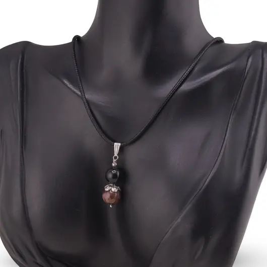 Pandantiv Turmalina neagra sfera 10mm si Turmalina multicolora 11mm, imagine 2