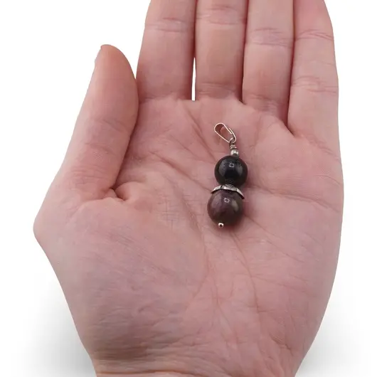 Pandantiv Turmalina neagra sfera 10mm si Turmalina multicolora 11mm, imagine 3