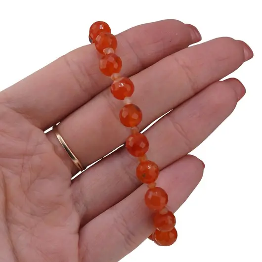 Set bratara si colier Cornalina sfere fatetate 8mm si discuri fatetate 3mm, imagine 4