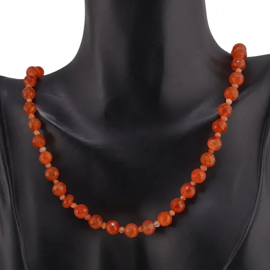 Set bratara si colier Cornalina sfere fatetate 8mm si discuri fatetate 3mm, imagine 3