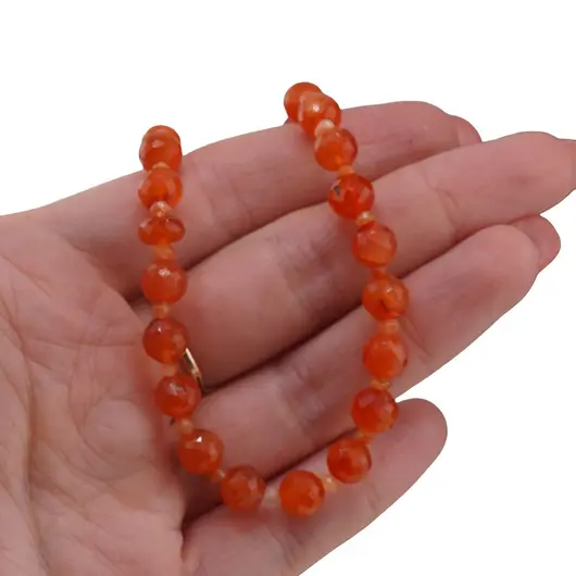 Set bratara si colier Cornalina sfere fatetate 8mm si discuri fatetate 3mm, imagine 5