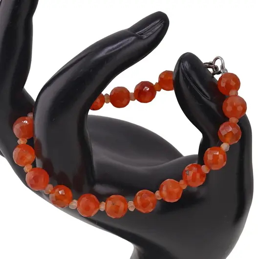 Set bratara si colier Cornalina sfere fatetate 8mm si discuri fatetate 3mm, imagine 2