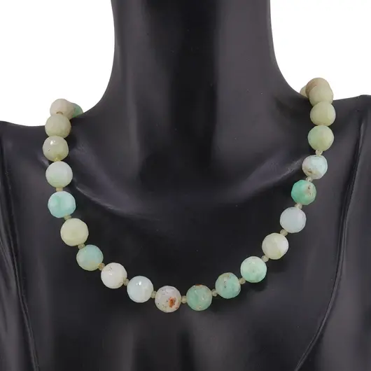 Set bratara si colier Crisopraz sfere fatetate 9-10mm si discuri fatetate 3mm, imagine 3