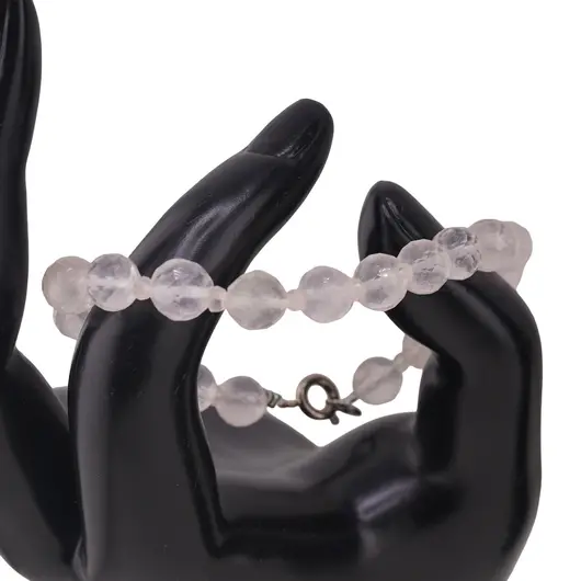 Set bratara si colier Cuart roz sfere fatetate 8mm si discuri fatetate 3mm, imagine 2