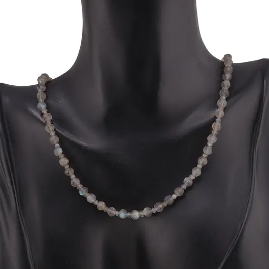 Set bratara si colier Labradorit sfere fatetate 5mm si discuri fatetate 3mm, imagine 3