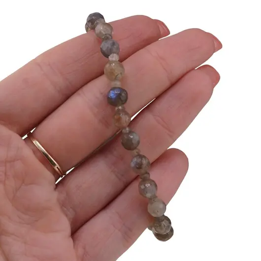 Set bratara si colier Labradorit sfere fatetate 6mm si discuri fatetate 3mm, imagine 4