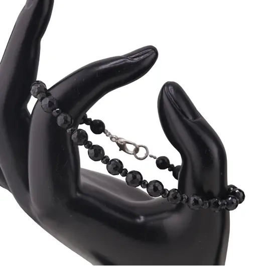 Set bratara si colier Turmalina neagra sfere fatetate 5-6mm si discuri fatetate 3mm, imagine 2