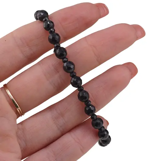 Set bratara si colier Turmalina neagra sfere fatetate 5-6mm si discuri fatetate 3mm, imagine 4