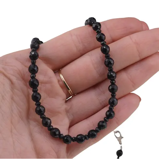 Set bratara si colier Turmalina neagra sfere fatetate 5-6mm si discuri fatetate 3mm, imagine 5