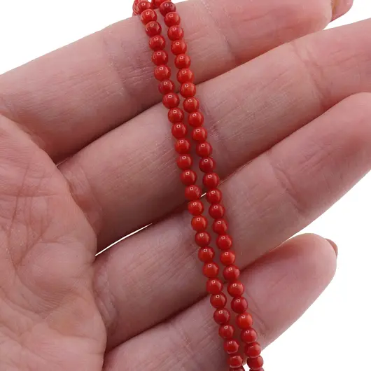 Sirag Coral rosu deschis sfere 3mm, 39cm, imagine 2