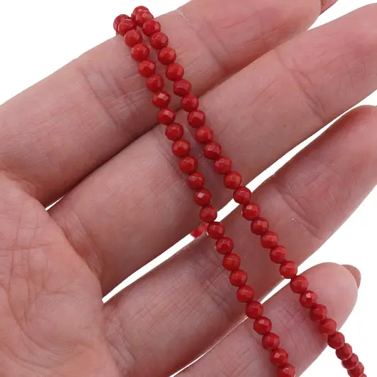 Sirag Coral rosu deschis sfere fatetate 3mm, 39cm, imagine 2