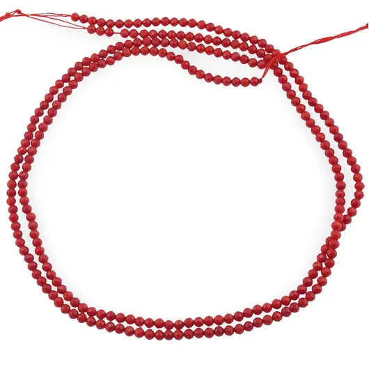 Sirag Coral rosu deschis sfere fatetate 3mm, 39cm