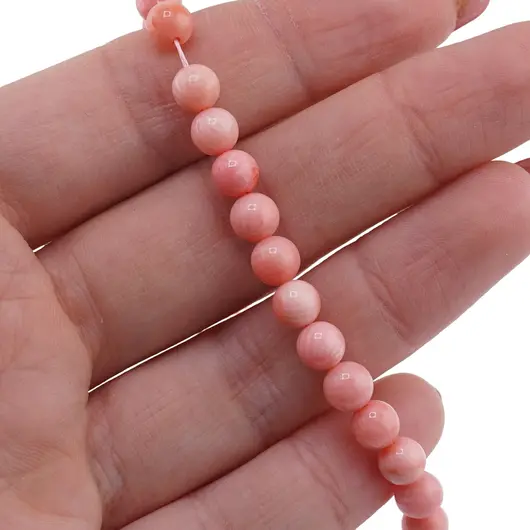 Sirag Coral roz sfere 6mm, 40cm, imagine 2