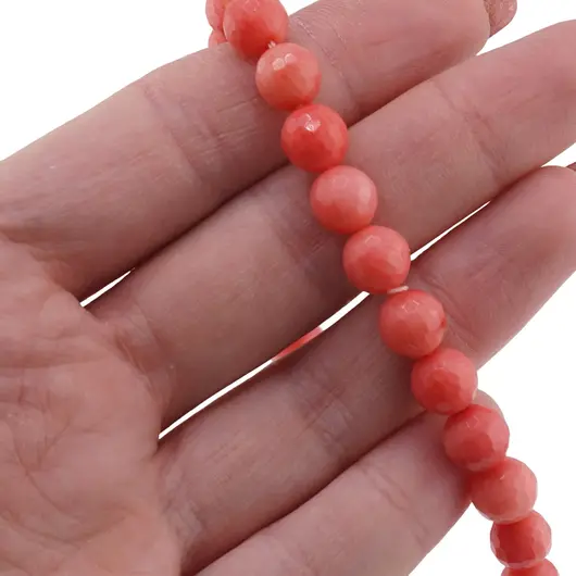Sirag Coral roz sfere fatetate 8mm, 40cm, imagine 2