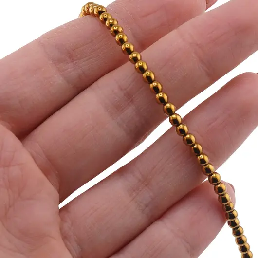 Sirag Hematit auriu inchis sfere 3mm, 40cm, imagine 2