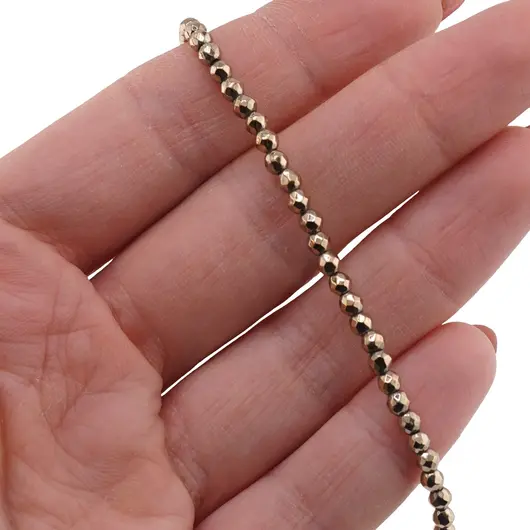 Sirag Hematit auriu sfere fatetate 3mm, 39cm, imagine 2
