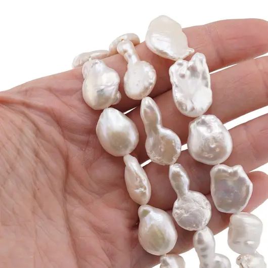 Sirag Perle de cultura albe neregulate 18-20mm, 40cm, imagine 2