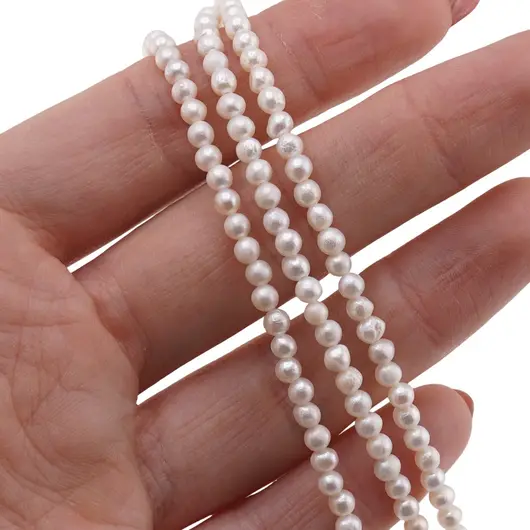 Sirag Perle de cultura albe rotunde 3mm, 39cm, imagine 2