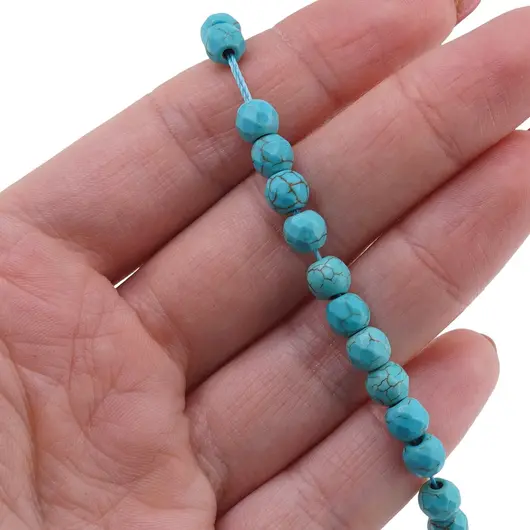 Sirag Turcoaz sfere fatetate 6mm, 37cm, imagine 2