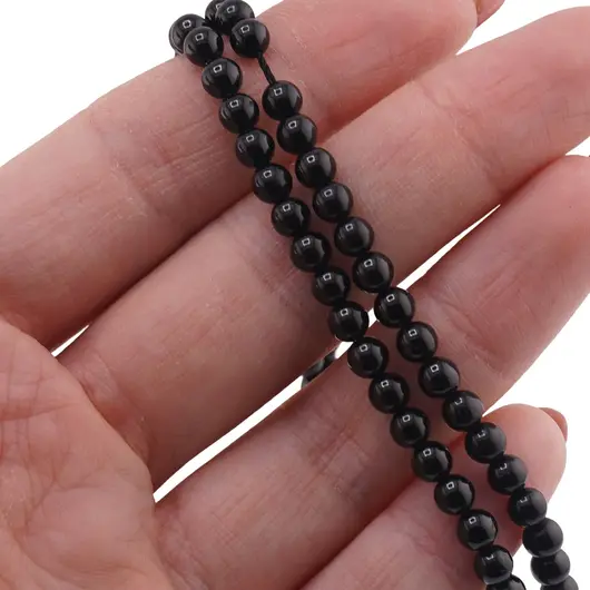 Sirag Turmalina neagra sfere 4mm, 38cm, imagine 2
