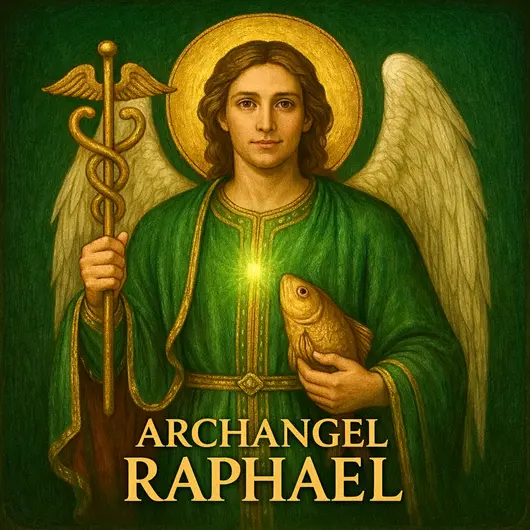 Abtibild sticker Arhanghelul RAPHAEL, Ingerul vindecarii si al protectiei, 51mm, imagine 2