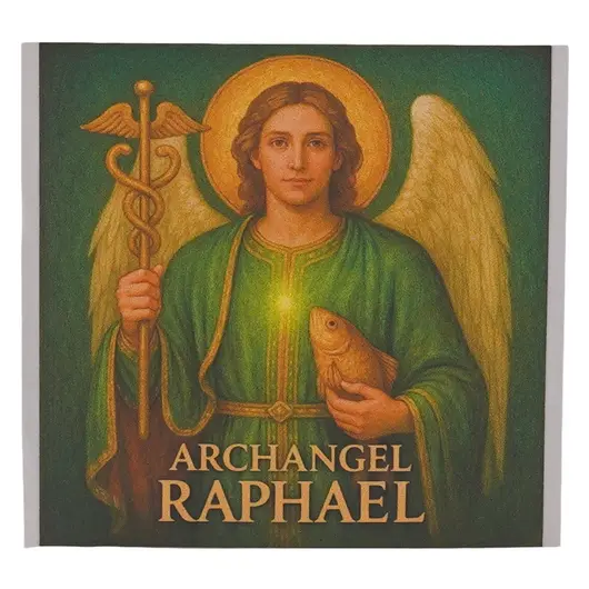Abtibild sticker Arhanghelul RAPHAEL, Ingerul vindecarii si al protectiei, 51mm