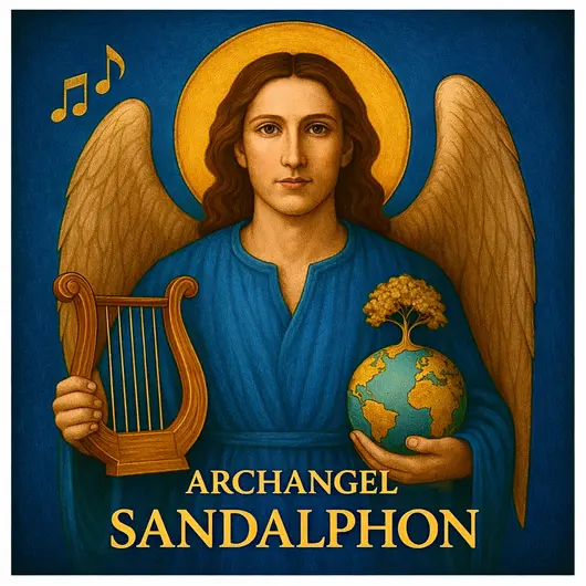 Abtibild sticker Arhanghelul SANDALPHON, protectorul rugaciunilor si impamantarii, 51mm, imagine 2