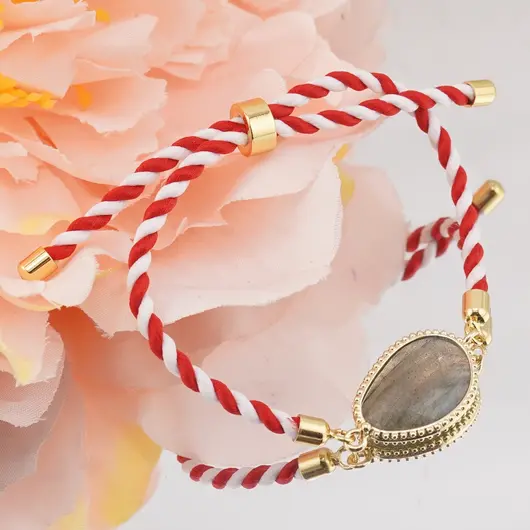 Bratara Martisor cu Labradorit si montura aurie, imagine 2