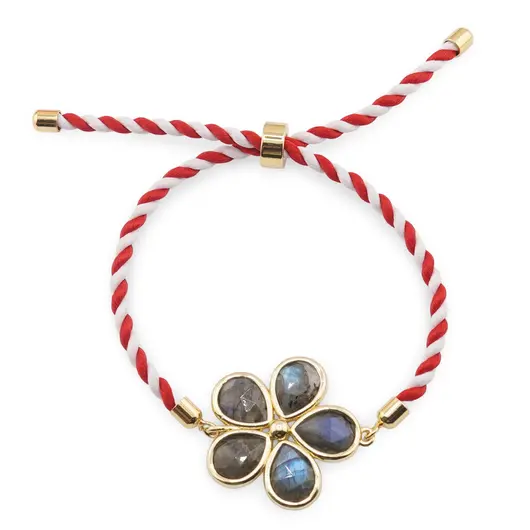 Bratara Martisor cu Labradorit si montura aurie floare