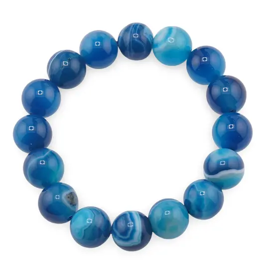 Bratara pe elastic Agat albastru sfere 12mm